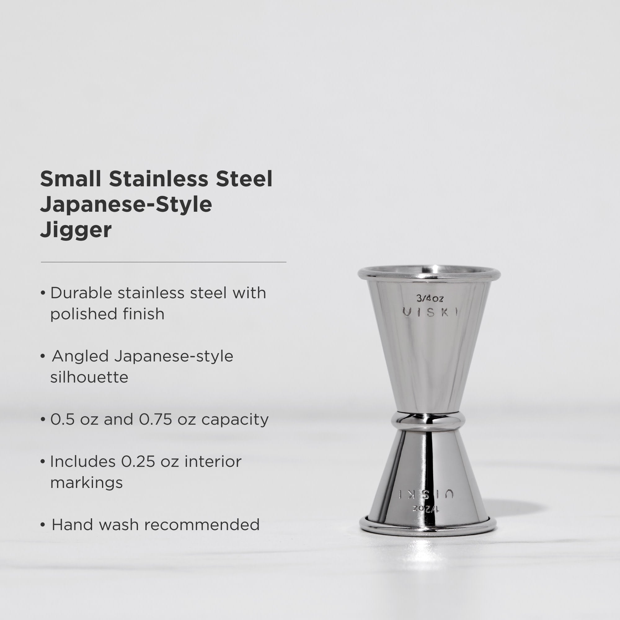Harrison Small Japanese Style Jigger - 1oz/2oz Stainless Steel Cocktail Measuring Cup for Bartenders, Mixologists & Home Bars - Perfect for Crafting Martinis, Old Fashioned & Japanese Cocktails