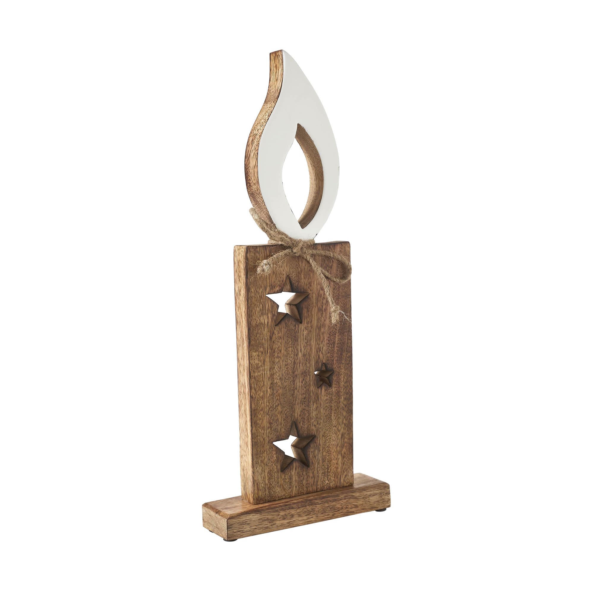 VHC Brands White Flame Natural Scented Candle with Stars & Wooden Figurine - 17x7x2 Inches - Perfect for Home Decor, Romantic Gifts & Relaxation