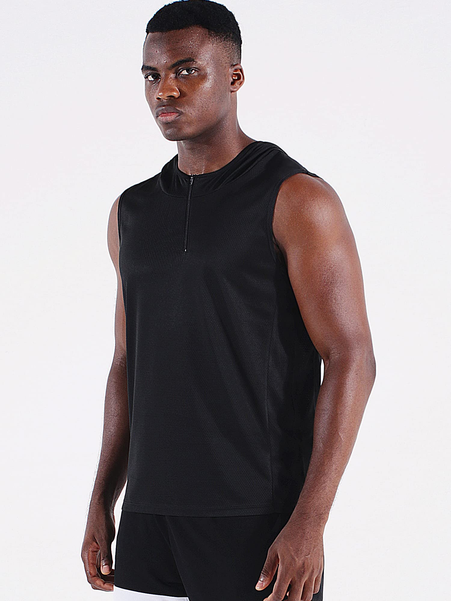 Neleus Men's Running Tank Tops 3 Pack - Breathable Sleeveless Workout Shirts with Hoods for Gym, Jogging & Outdoor Sports | Moisture-Wicking Athletic Shirts for Men