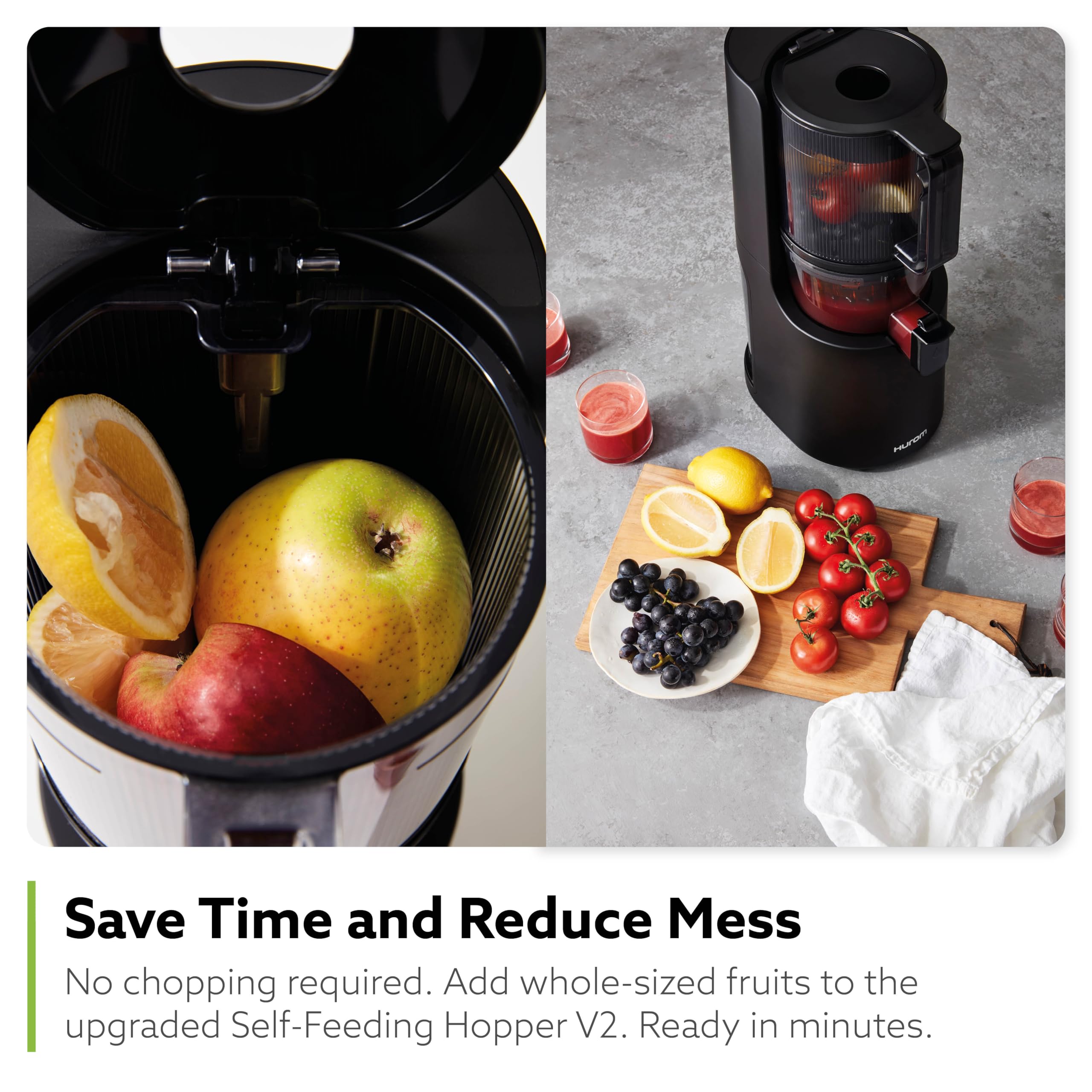 Hurom H-200 Slow Juicer - Electric Cold Press Juicer Machine with Wide Feeding Chute for Whole Fruits & Vegetables - BPA Free, Easy to Clean & Assemble - Perfect for Healthy Juices, Smoothies & Baby Food at Home