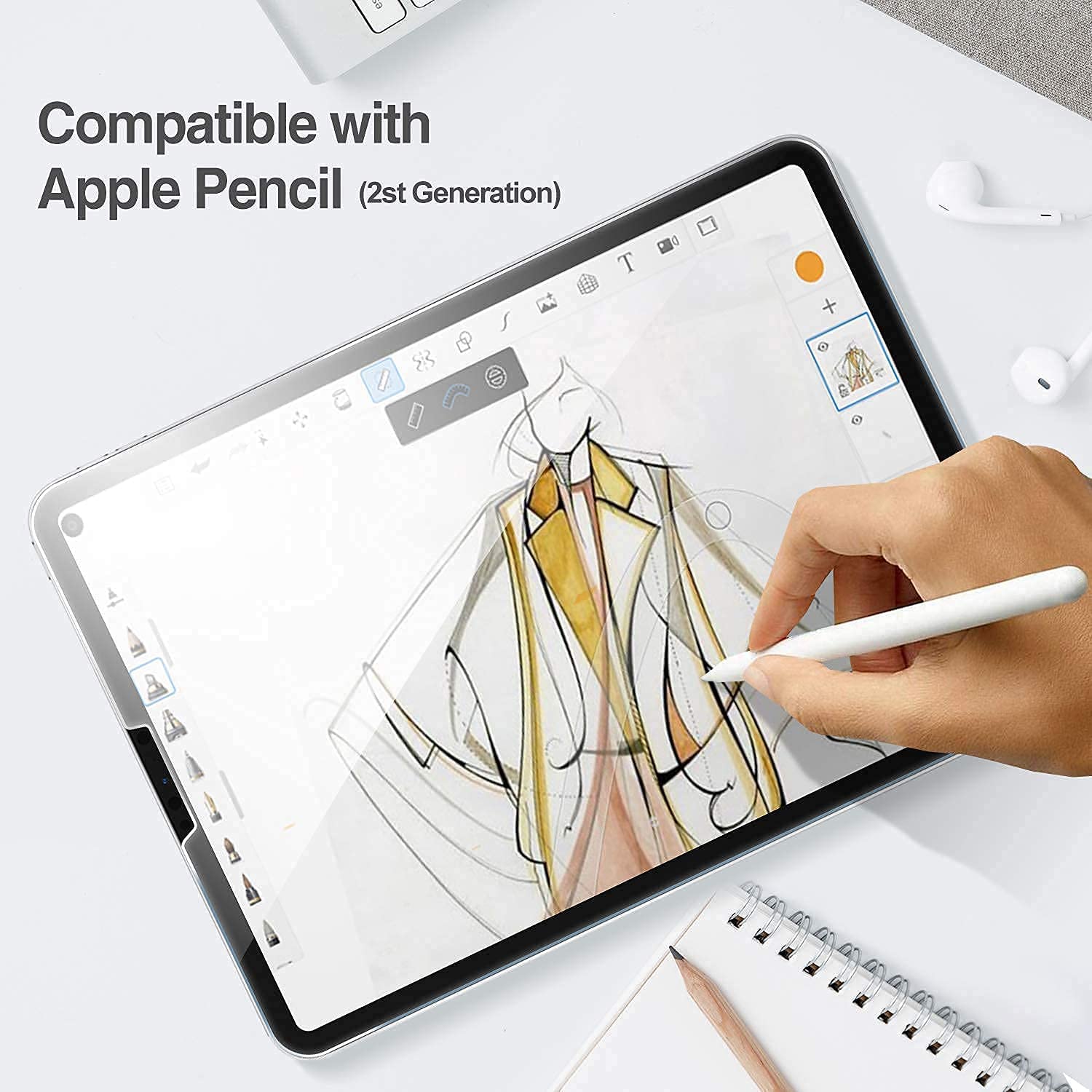ProCase Navy iPad Pro 11 Slim Hard Shell Protective Case (2020 & 2018 Models) with Tempered Glass Screen Protector - Perfect for Work, Travel & Everyday Use