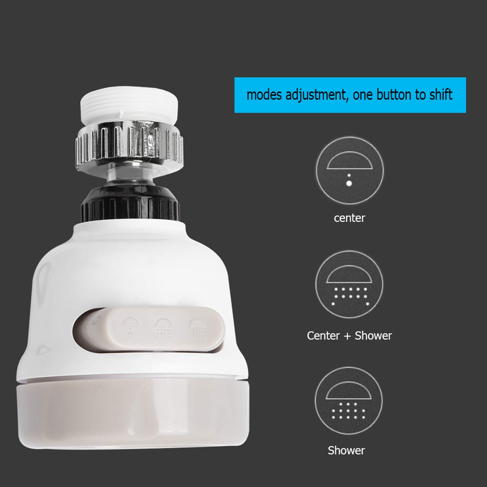 360° Rotatable Kitchen Faucet Spray Head with 3 Modes - Swivel Tap Aerator Nozzle for Splash-Free Washing | Perfect for Sink Cleaning, Dish Washing & Food Prep