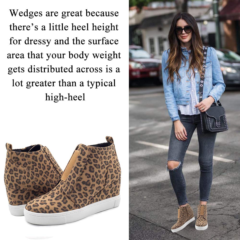 Athlefit Women's Wedge Sneakers with Hidden Heel - Comfortable Platform Booties for Casual Wear & Work | Perfect for Walking, Office & Everyday Outfits