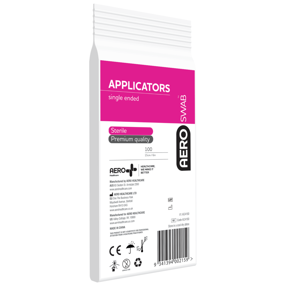 100-Pack Single End Applicators 15cm (6 Bags) - Disposable Cotton Swabs for Medical, Beauty & Cleaning Use