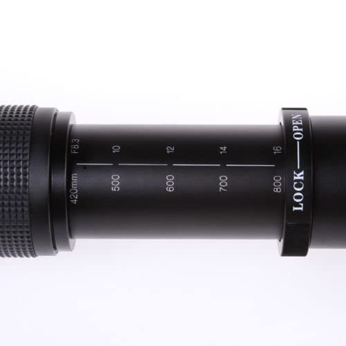 420-800mm F/8.3-16 Telephoto Zoom Lens with T2 Adapter for Nikon D7200 D7100 D90 D5000 D3300 D3200 D3100 D4S D4 - Perfect for Wildlife, Sports & Long-Distance Photography