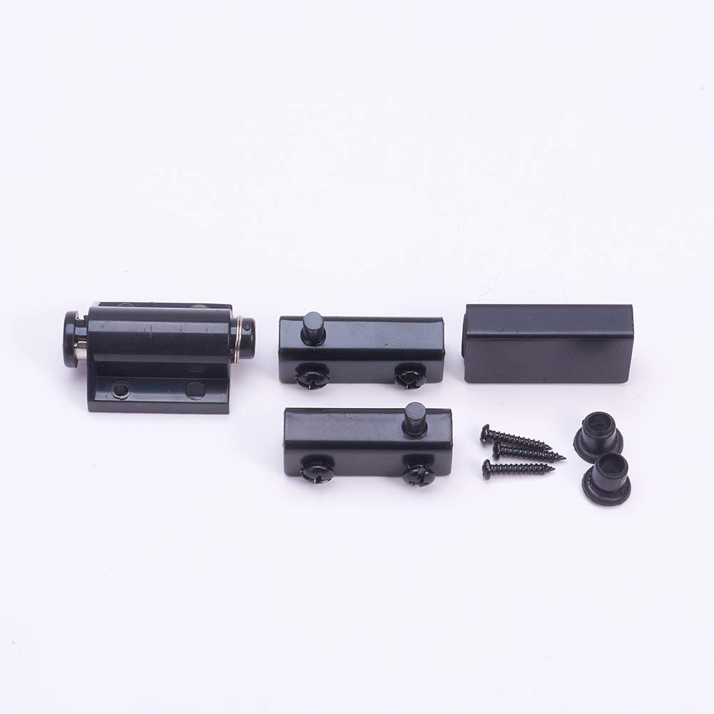 MroMax Glass Door Magnetic Catch Latch Closures - PP Black with Clamp - 1pc - Perfect for Cabinet, Wardrobe, Display Case & Furniture Installation