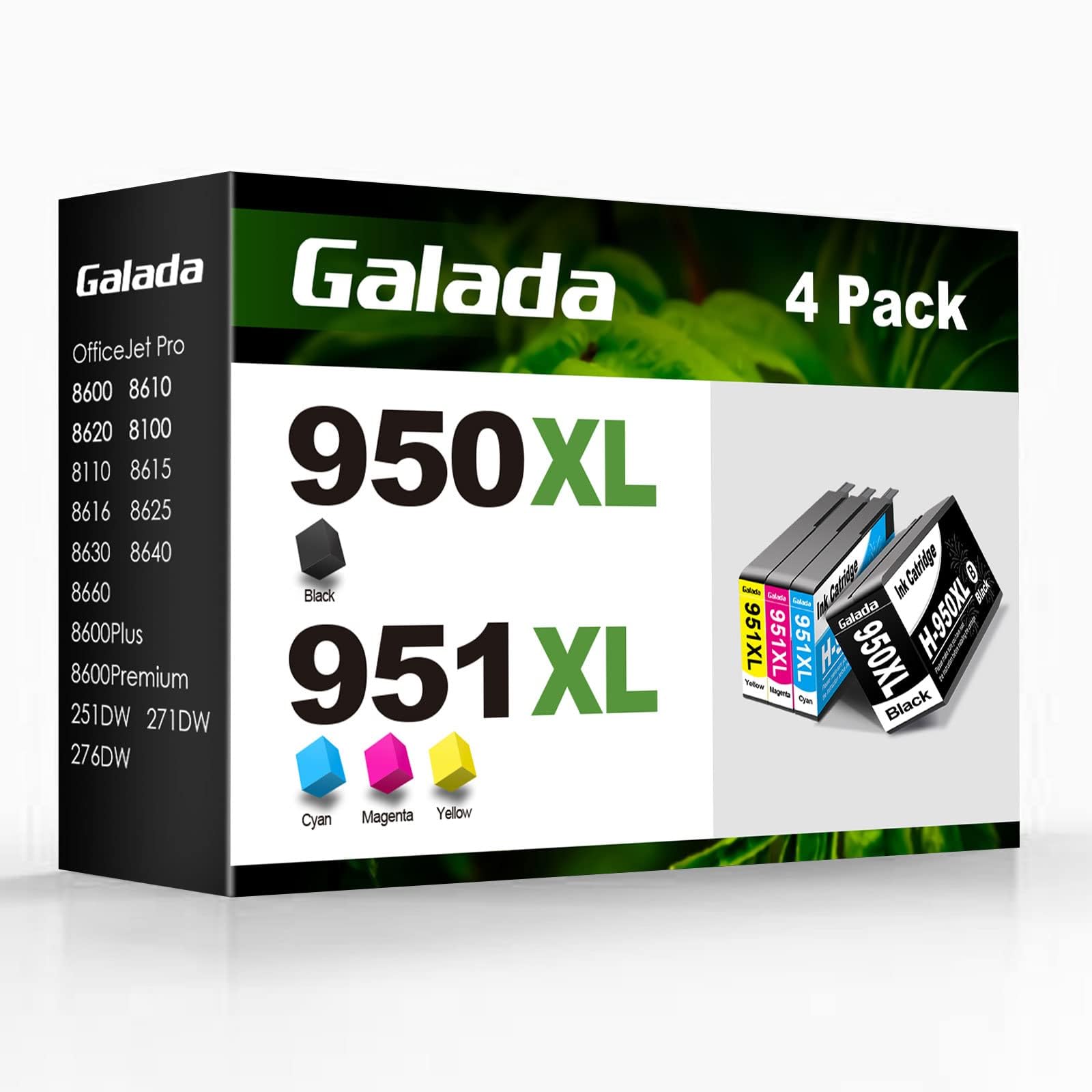 Galada Remanufactured HP 950 951 XL Ink Cartridges (4-Pack) - Compatible with Officejet Pro 8600 8620 8610 8100 8660 Printers - High-Quality Replacement for Home & Office Printing Needs