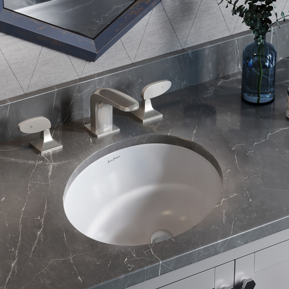 Monaco 16-Inch Ceramic Undermount Bathroom Sink - Glossy White Finish for Modern Vanities & Powder Rooms | Perfect for Home Renovation & Bathroom Remodeling