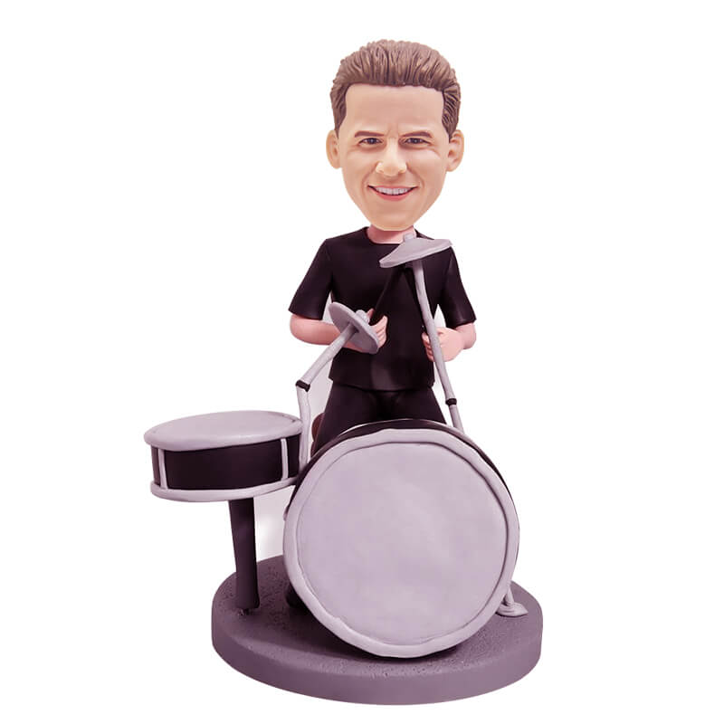 Custom Drummer Musician Bobblehead - Personalized Handmade Nodding Figure - Perfect Gift for Drummers, Music Lovers & Band Members - Birthday, Anniversary & Retirement Present