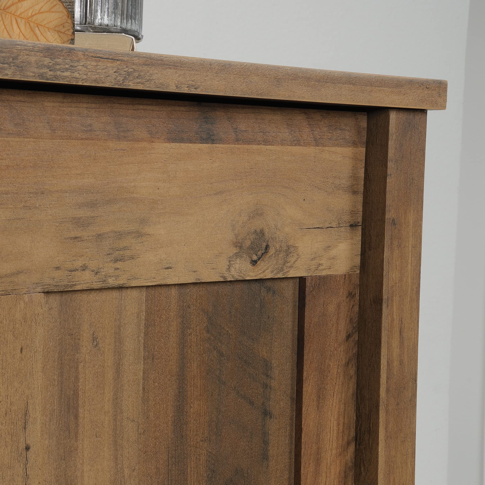 Sauder Sliding Door Storage Cabinet - Rustic Pine Finish Pantry Organizer for Kitchen, Bathroom, or Home Office | Durable & Stylish Storage Solution