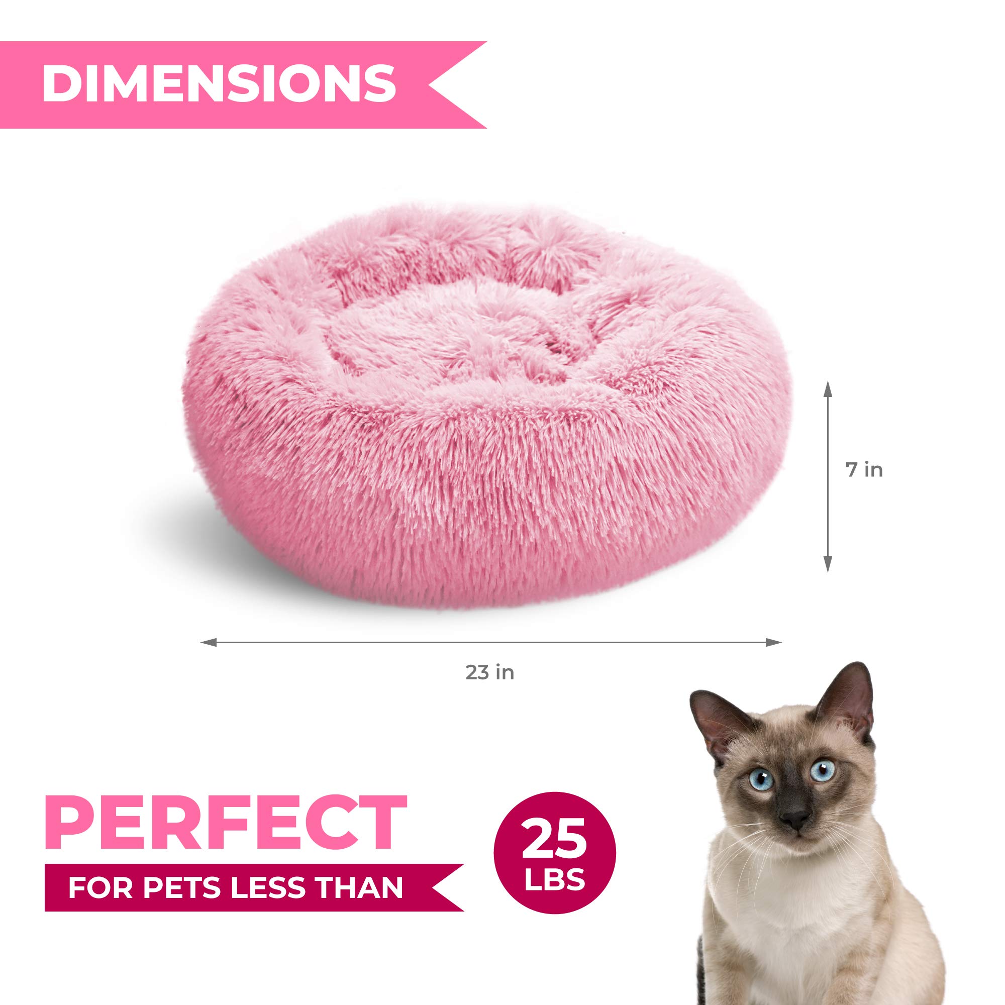 **Whiskers & Friends Orthopedic Washable Cat Bed - Soft Fluffy Round Pet Bed for Small to Large Cats & Dogs - Calming Indoor Pet Furniture for Kittens & Small Dogs (Perfect for Living Room, Bedroom & Travel)**