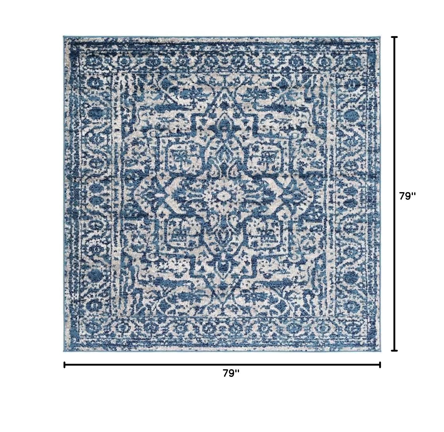 Mark&Day Emma Traditional Sky Blue 7x7 Square Area Rug - Soft Blue & White Carpet for Living Room, Bedroom, Kitchen - Perfect for Home Decor & Cozy Spaces (6'7