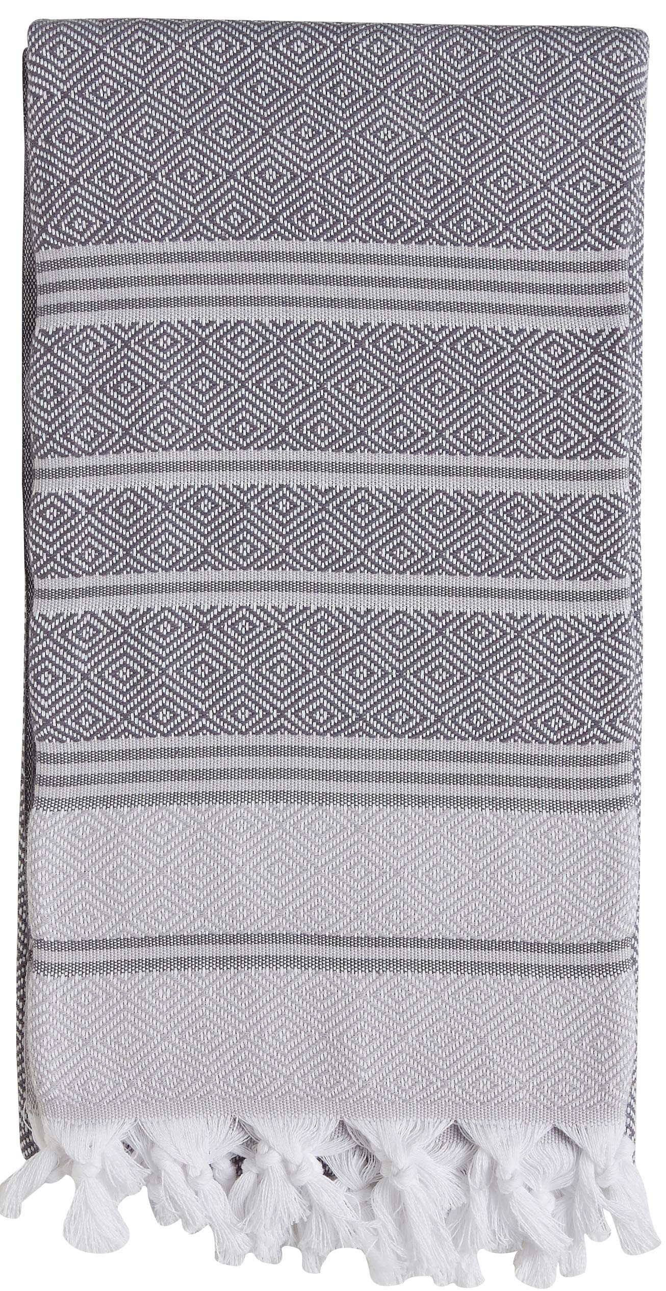 DEMMEX 2-Pack Premium Turkish Cotton Bath & Hand Towel Set - Ultra Soft & Absorbent Peshtemal Towels for Bathroom, Beach & Spa - Includes 1 Bath Towel & 1 Hand Towel (Dark Grey & Grey) - Perfect for Home, Travel & Luxury Gifts