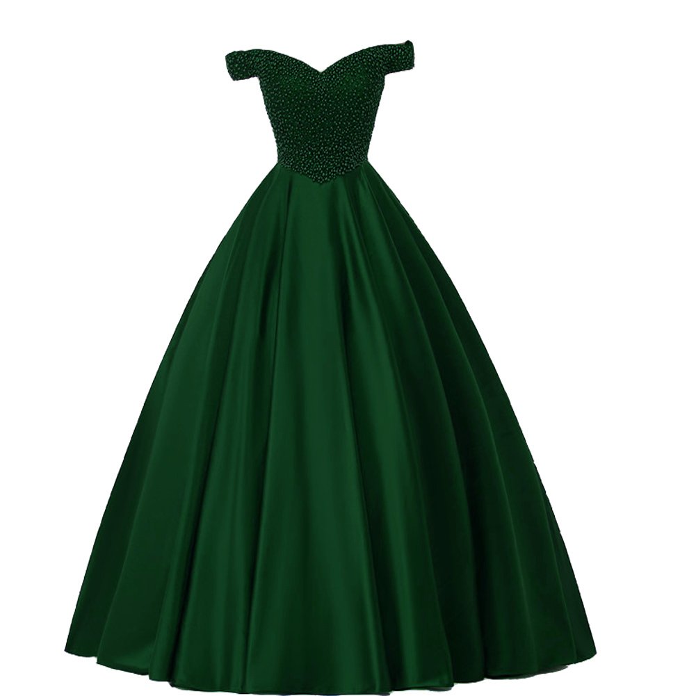 Kivary Off The Shoulder Pearl Embellished Long Corset Prom Dress - Elegant Formal Evening Gown for Homecoming, Wedding & Special Occasions