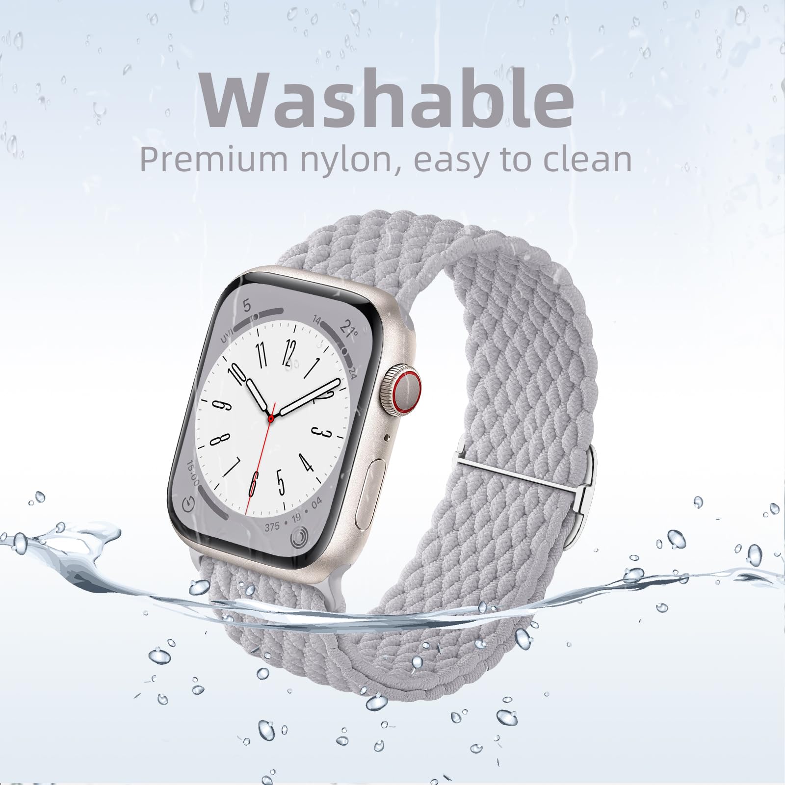 Stretchy Braided Solo Loop Band for Apple Watch 38mm 40mm 41mm 42mm 44mm 45mm 49mm - Soft Adjustable Nylon Strap Compatible with iWatch Series 9/8/7/6/5/4/3/2/1/SE/Ultra/Ultra 2 - Perfect for Workouts, Running & Everyday Wear (Men & Women)