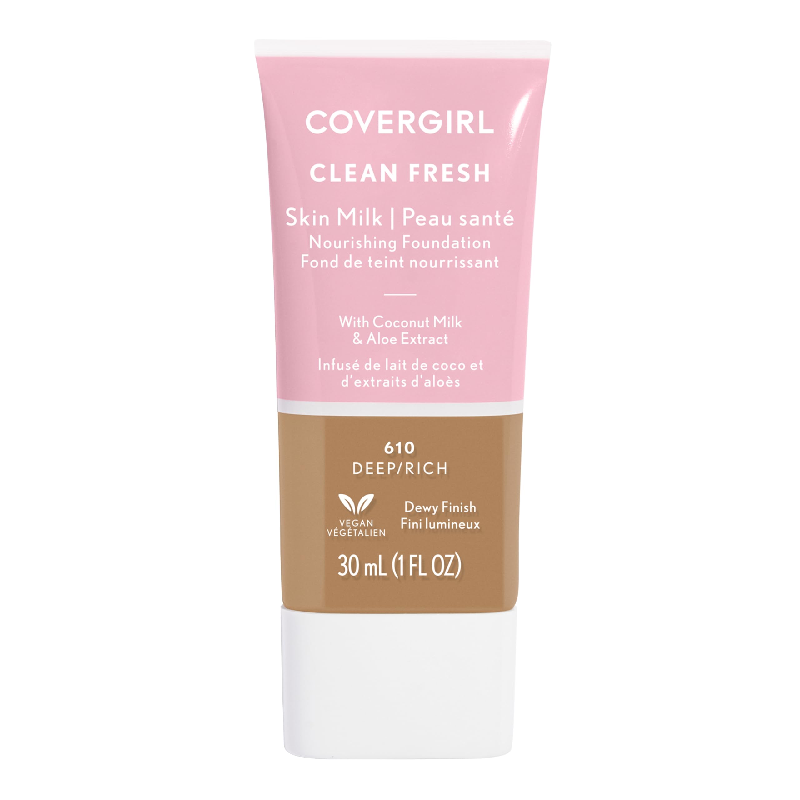 COVERGIRL Clean Fresh Skin Milk Foundation - Rich/Deep Shade, 1 oz | Hydrating, Lightweight & Buildable Coverage | Perfect for Daily Wear & Natural Makeup Looks