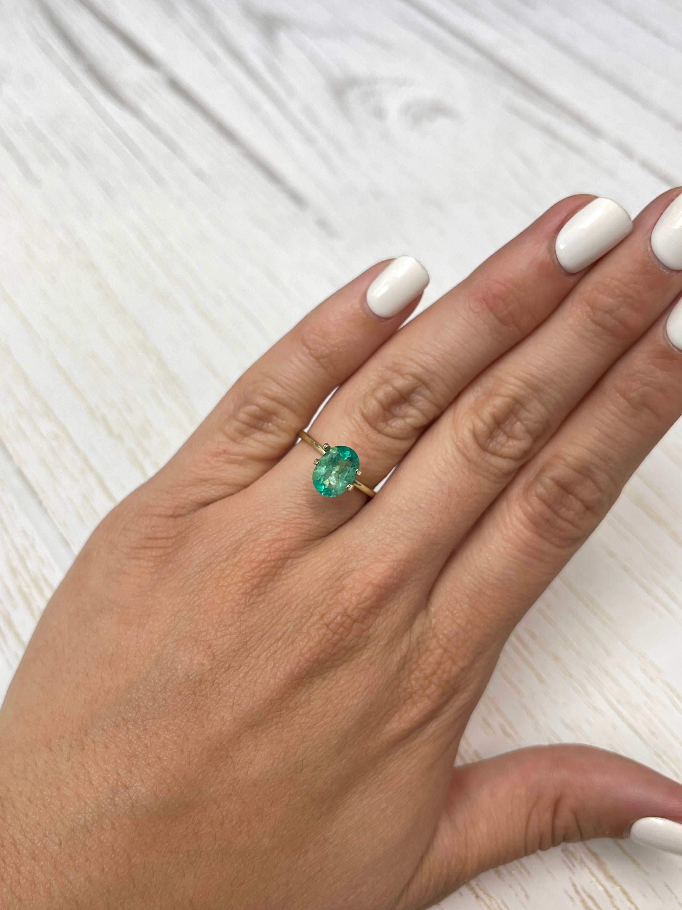 1.77 Carat 10x7mm Medium Light Green Natural Colombian Emerald Loose Gemstone - Oval Cut for Jewelry Making, Engagement Rings & Fine Collections