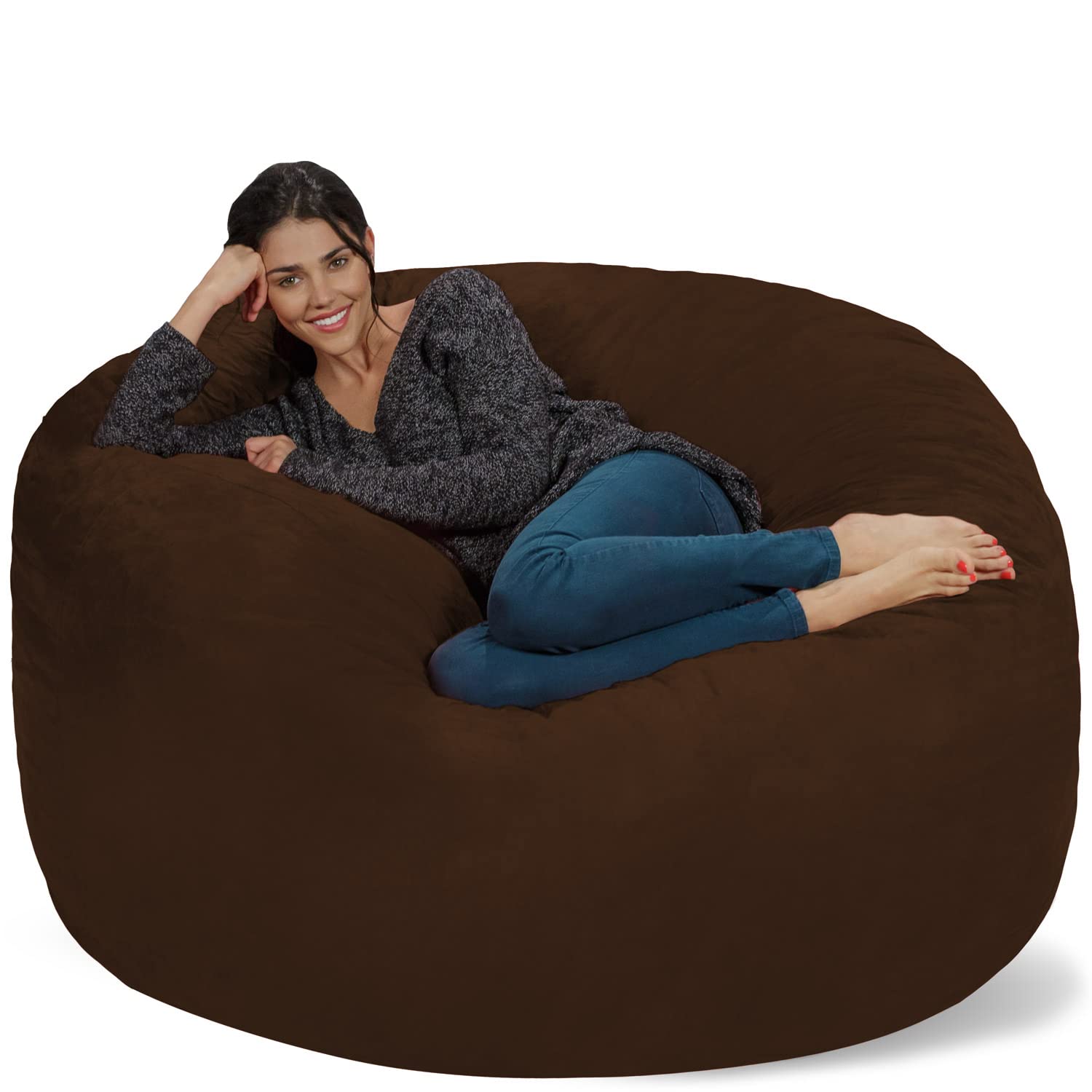 Chill Sack 5' Giant Memory Foam Bean Bag Chair - Ultra Soft Microfiber Cover (Brown) - Perfect for Living Rooms, Game Rooms & Dorm Lounging