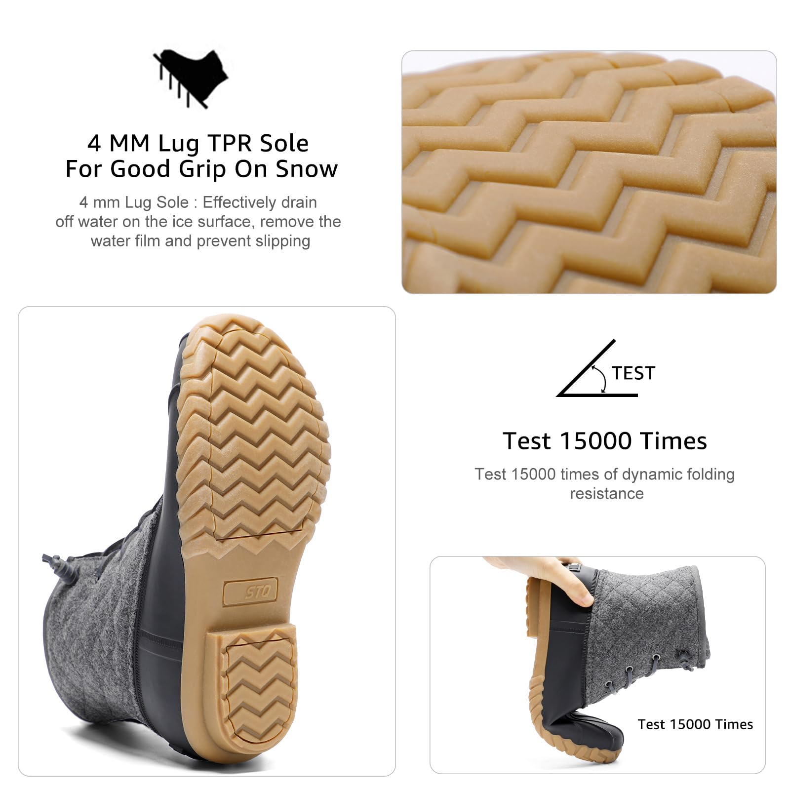 STQ Women's Waterproof Duck Boots - Quilted Winter Snow Boots for Cold Weather, Rain & Snow - Perfect for Hiking, Outdoor Activities & Casual Wear