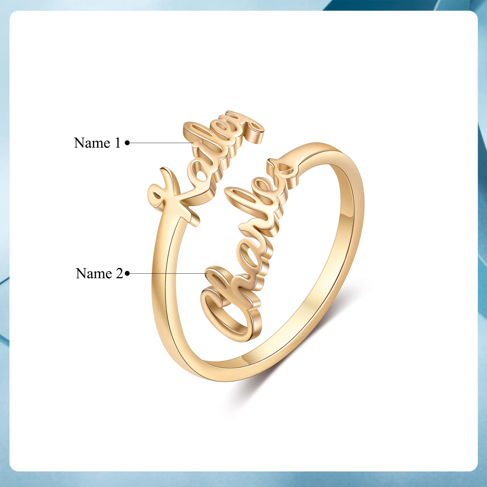 Personalized Name Rings for Women - Custom Engraved Mother Daughter Rings, Gift for Wife, Mom, Grandma & Best Friend - Elegant Statement Jewelry for Anniversaries, Birthdays & Special Occasions