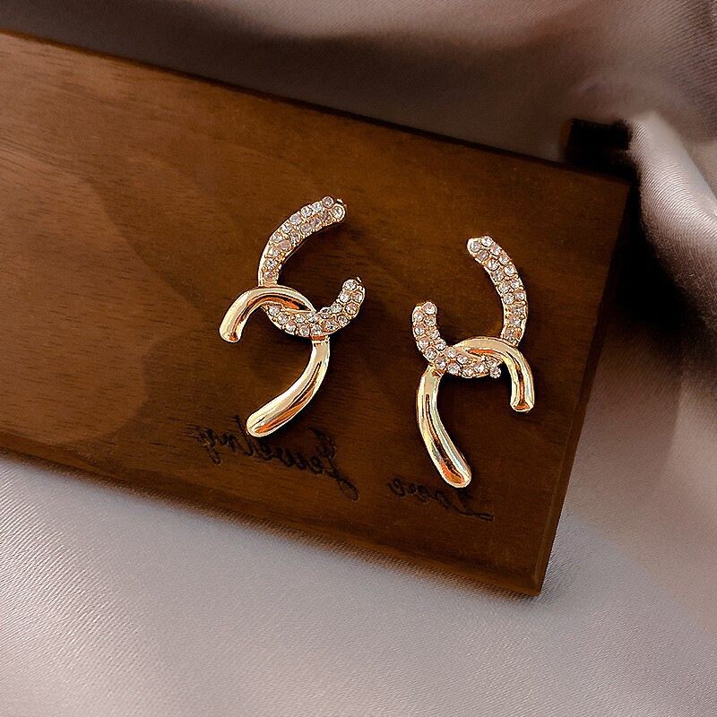 Duo Tone Gold Bar Stud Earrings for Women - 14K Gold Plated Dangle Earrings | D5688 | Perfect for Parties, Weddings & Everyday Wear