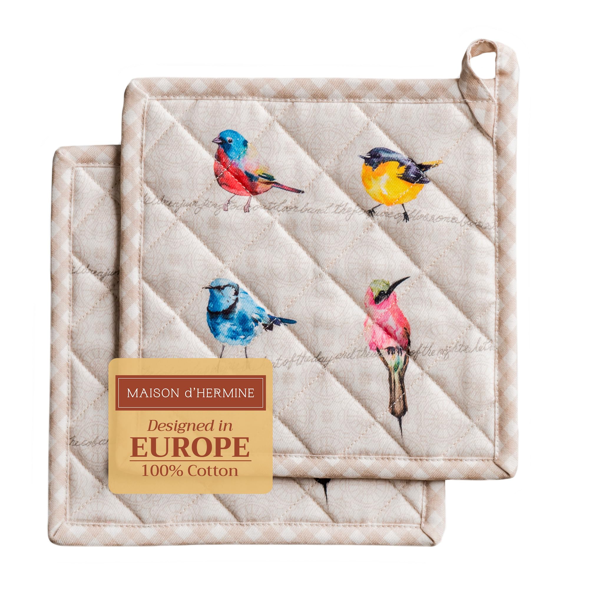 Maison d'Hermine 100% Cotton Heat Resistant Pot Holders Set of 2 - 8