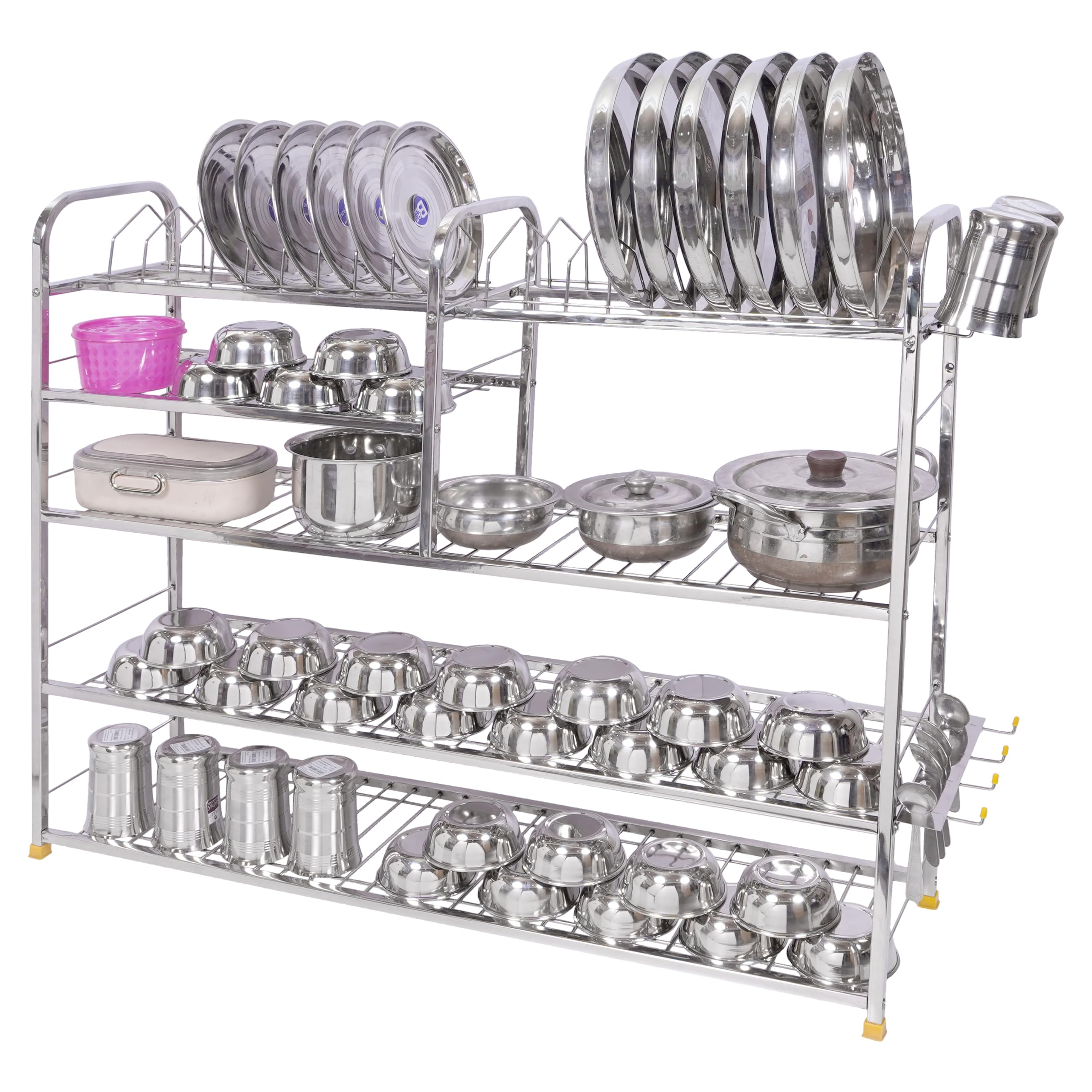 NAVUM ROSHANI Stainless Steel Wall Mount Kitchen Dish Rack Organizer | Cutlery & Plate Holder | Modular Kitchen Storage Stand (31