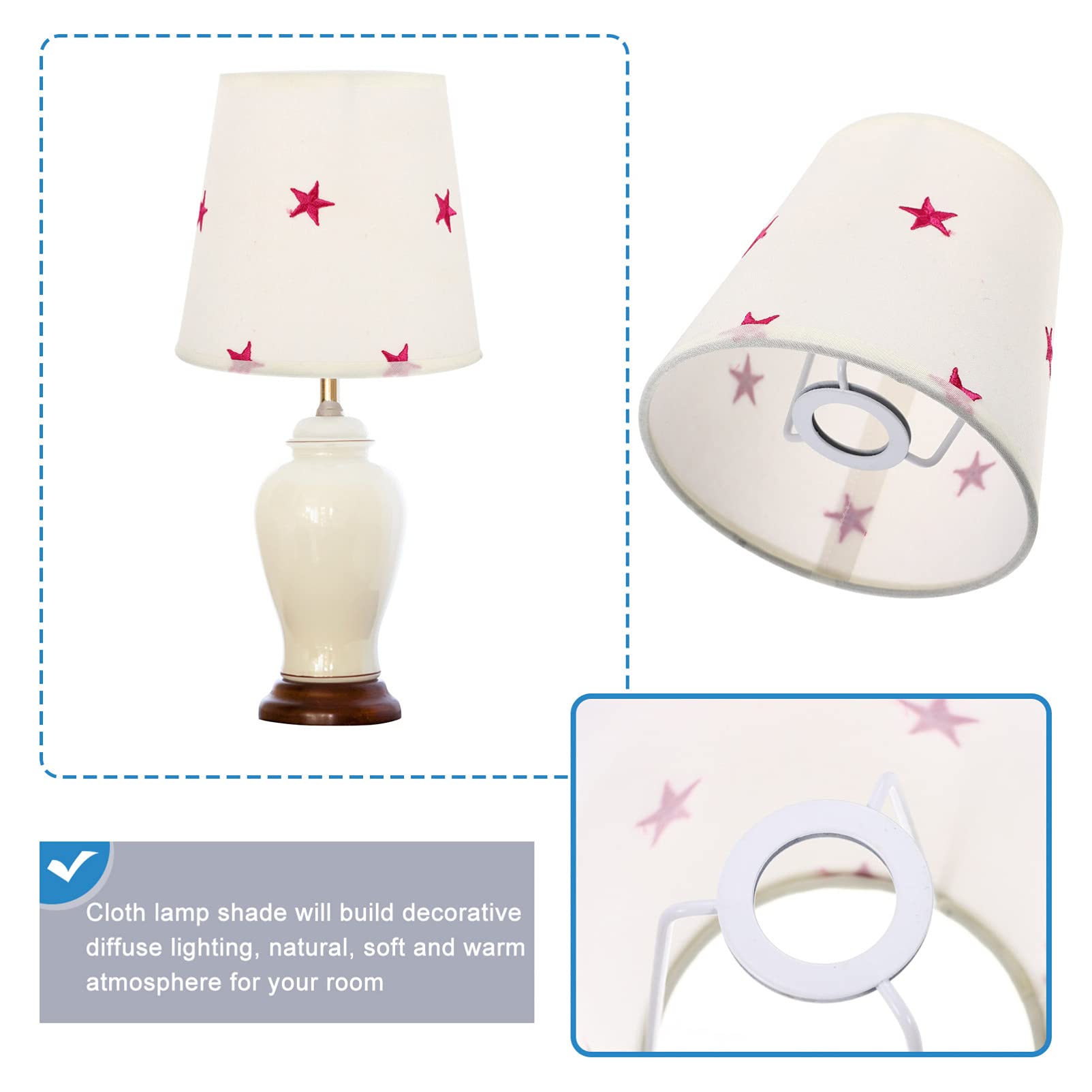 EXCEART Fabric Lampshade - Rustic Table Lamp Cover for E27 Bulbs, Glass Candle Holder & Home Decor - Perfect for Children's Rooms, Living Room Lighting & Bedside Desk Lamps
