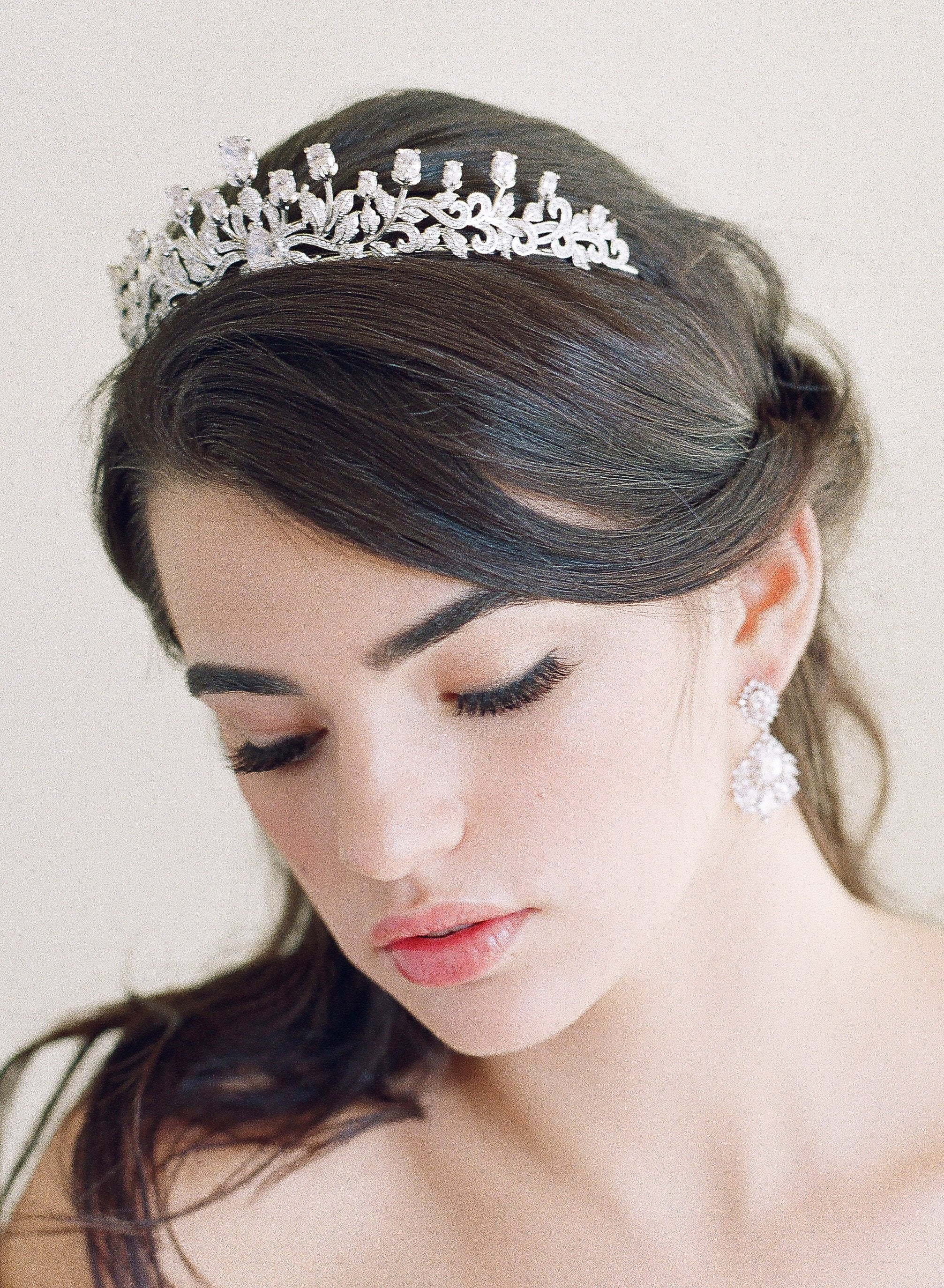 URSULA Bridal Tiara & Wedding Earrings Set - Sparkling Crystal Rhinestone Hair Crown & Drop Earrings for Bride, Bridesmaids, Prom, Pageant & Special Occasions