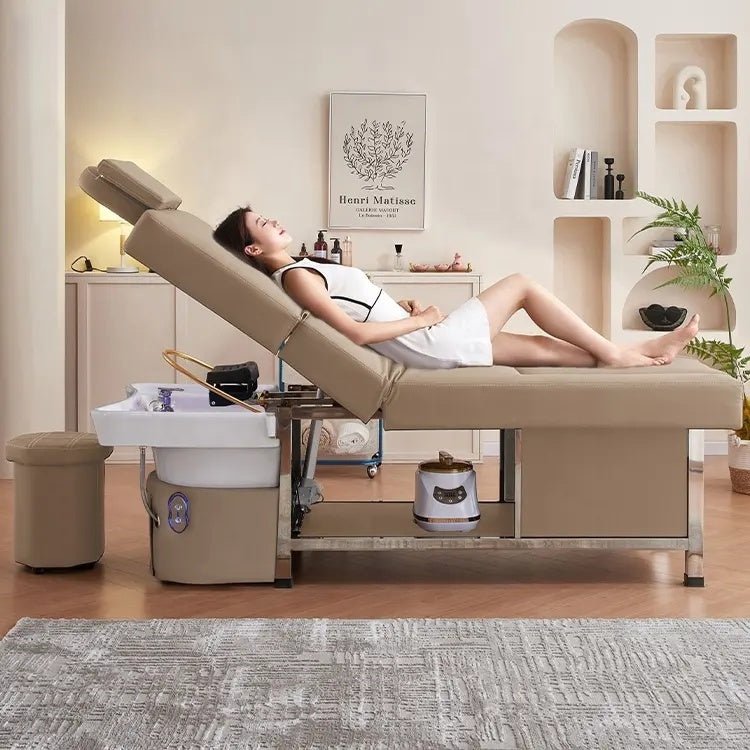 Premium Adjustable Thai Japanese Head Spa Backwash Shampoo Sink Bed with Luxury Design - Perfect for Salon, Spa & Home Relaxation Therapy