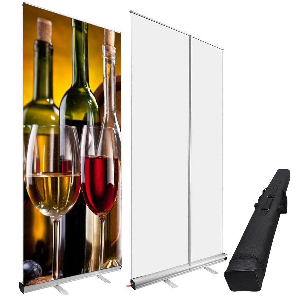 TheLAShop 40x79 Inch Deluxe Retractable Banner Stand - Portable Roll Up Display for Trade Shows, Events & Retail Stores - Heavy Duty Aluminum Base & Premium Graphics