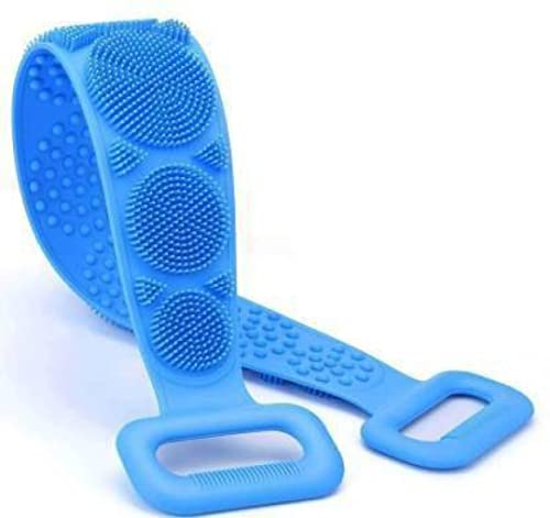 CQLEK® Flexible Silicone Body Scrubber - Long Exfoliating Bath Brush with Belt for Deep Cleaning & Back Scrubbing (Multicolor) - Perfect for Shower, Spa & Sensitive Skin Care