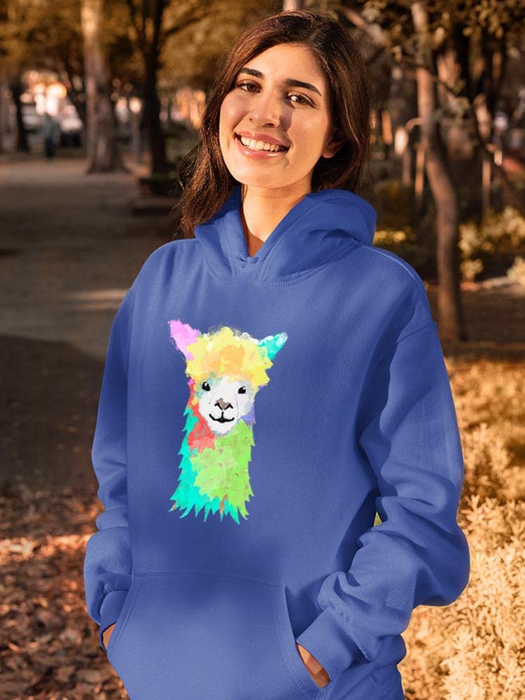 Smartprints Watercolor Llama Hoodie for Women - Soft Fleece Pullover with Cute Animal Print | Perfect for Casual Wear, Outdoor Activities & Cozy Loungewear