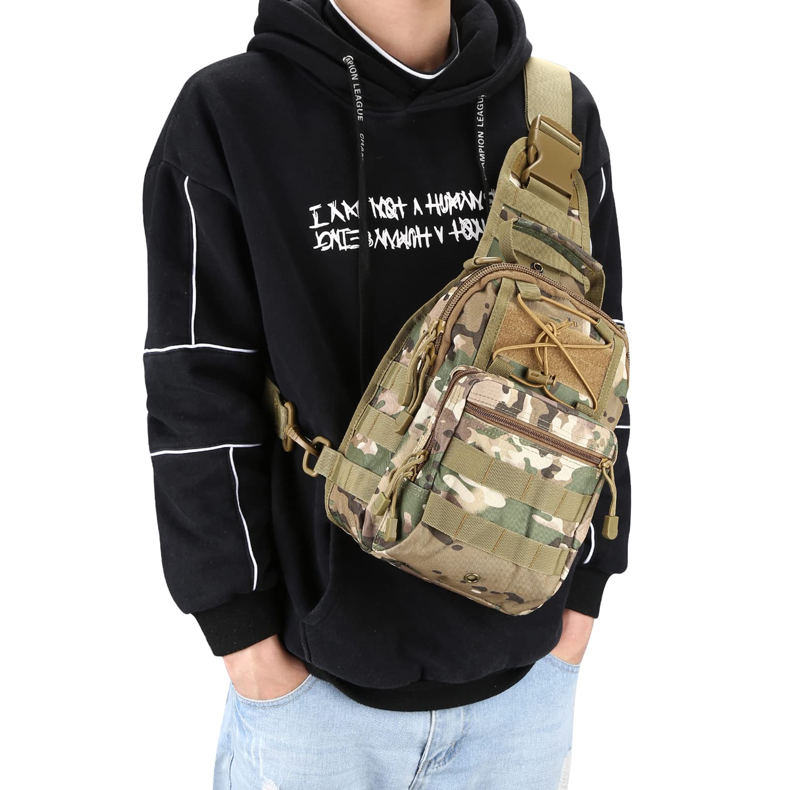 G4Free Tactical Backpack - Durable Military Sling Shoulder Bag for Outdoor Sports, Hiking, Camping & Everyday Carry - Waterproof EDC Backpack for Men & Women