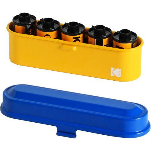 Kodak Steel 135mm Film Storage Case with Blue Lid & Yellow Body - Protect & Organize Your Film Rolls for Photography Enthusiasts