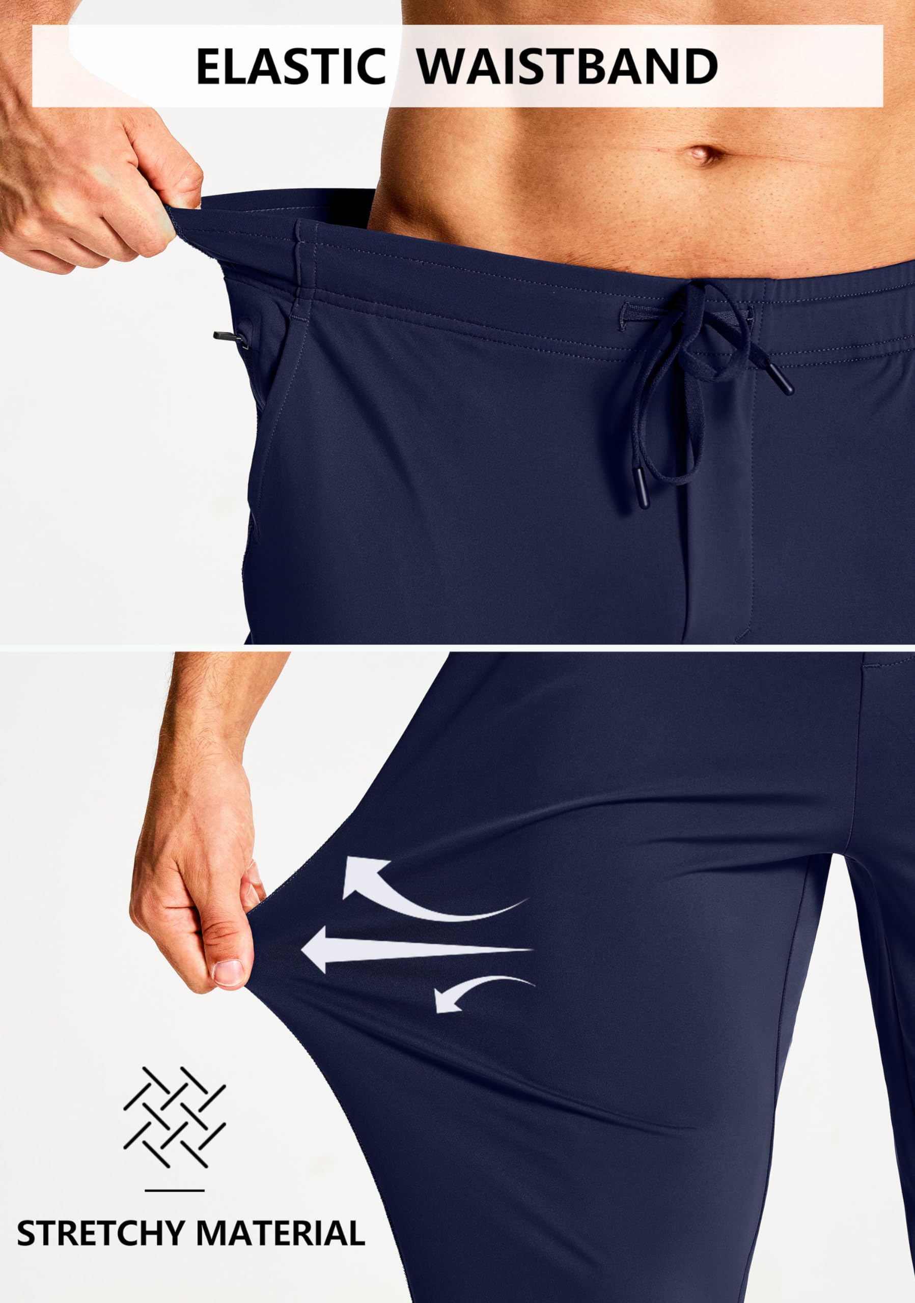 Men's Stretch Athletic Jogger Pants with Zipper Pockets - Comfortable Workout Running Gym Golf Track Sweatpants for Men | Perfect for Training, Casual Wear & Outdoor Activities