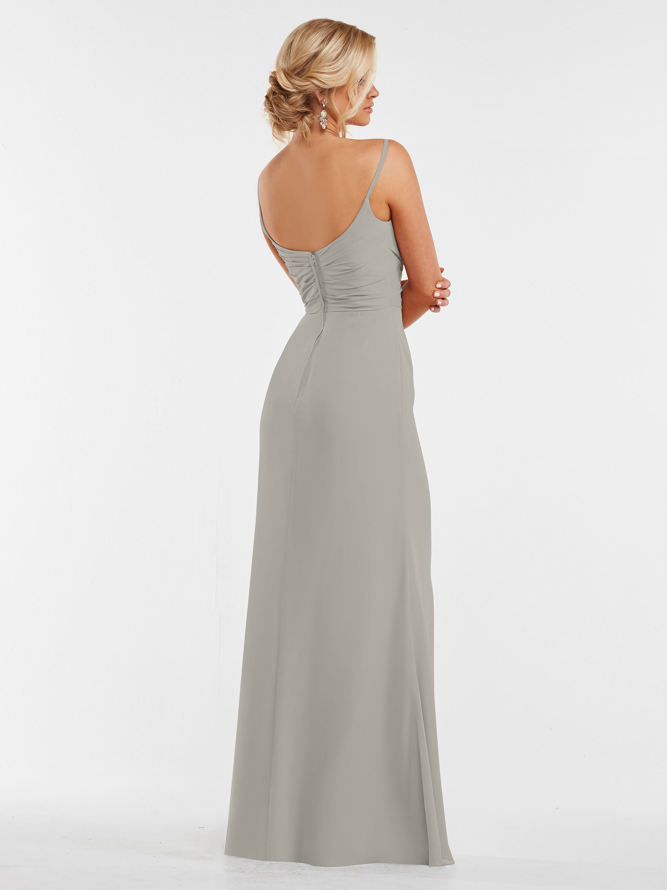 Elegant 80169 Chiffon Sheath Bridesmaid Dress with Pleated Bodice - Perfect for Weddings, Formal Events & Special Occasions