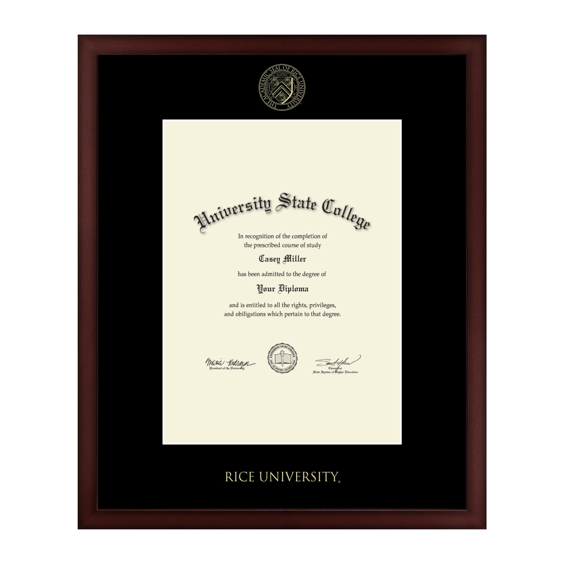 Rice University 17x23 Diploma Frame - Bachelor's, Master's, PhD Degree Display - Gold Embossed Cherry Wood Frame with Black Mat - Officially Licensed - Perfect for Graduation Gifts & Office Decor