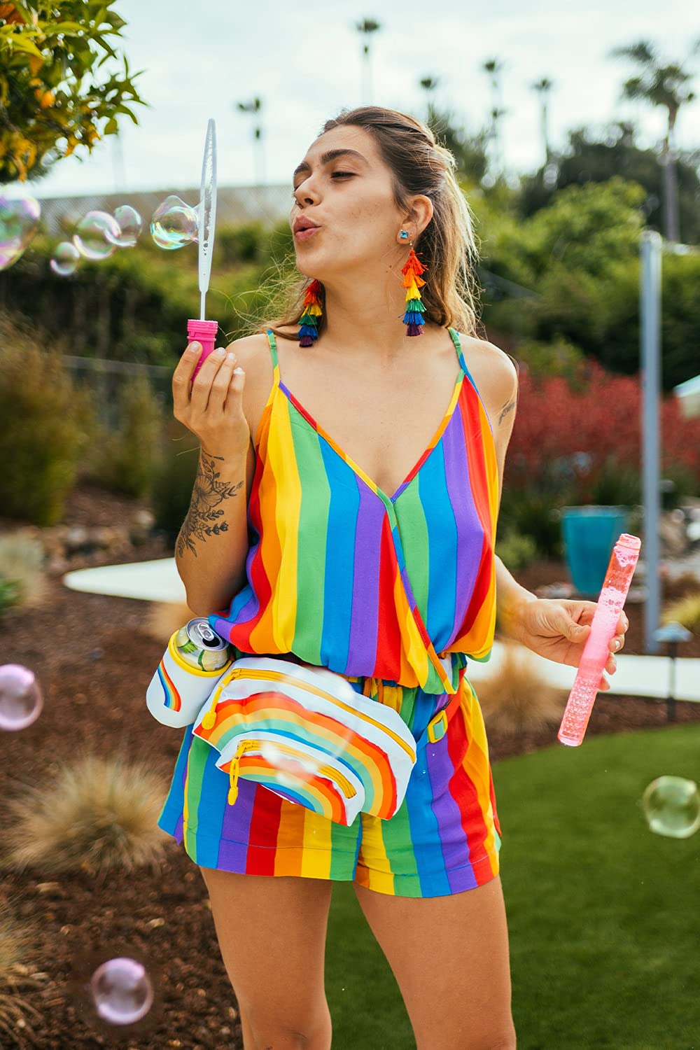 Pride Rompers for Women - Sleeveless Rainbow Jumpsuit Dress | Casual Summer Short Romper for LGBTQ+ Celebrations, Festivals & Beach Parties
