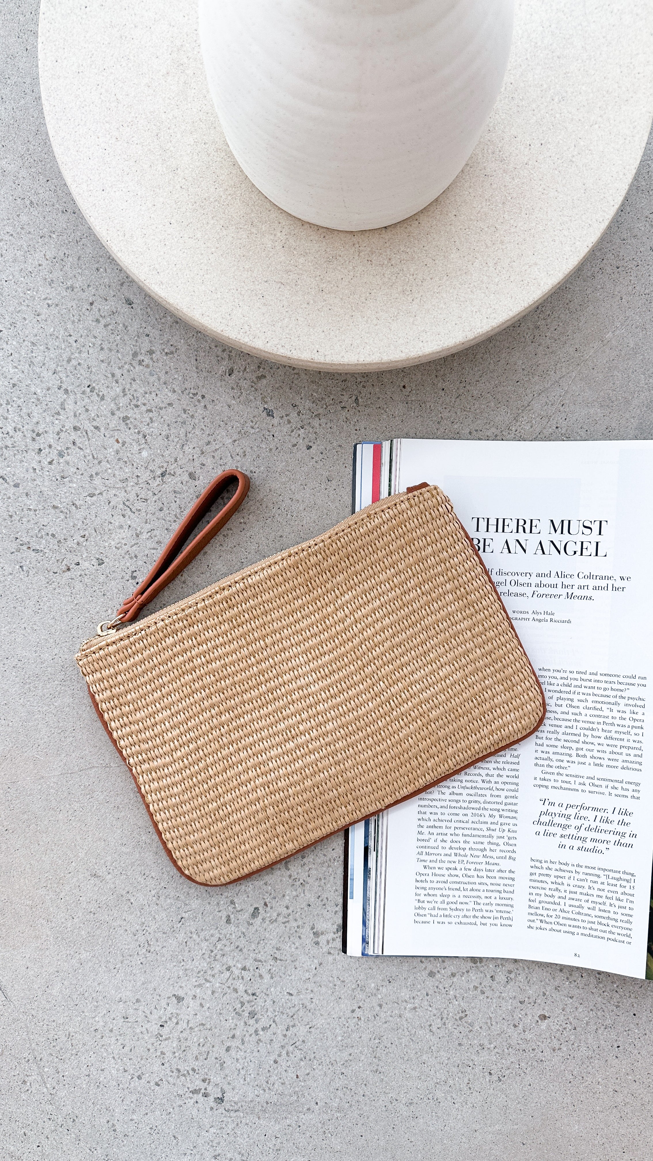 Francesca Woven Crossbody Pouch Bag - Natural Tan Leather Clutch for Women | Perfect for Parties, Travel & Everyday Use