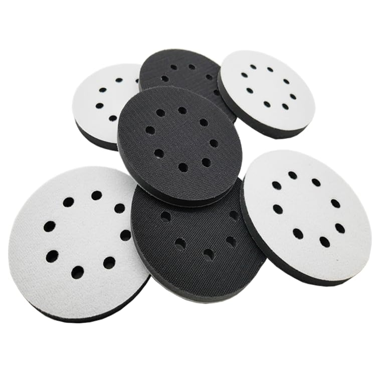 7 Pack 5 Inch Hook and Loop Soft Sponge Buffer Pads for Orbital Sander - 8 Hole Foam Interface Sanding Pads for Automotive Polishing, Woodworking & DIY Projects - Perfect for Car Detailing, Furniture Refinishing & Surface Smoothing
