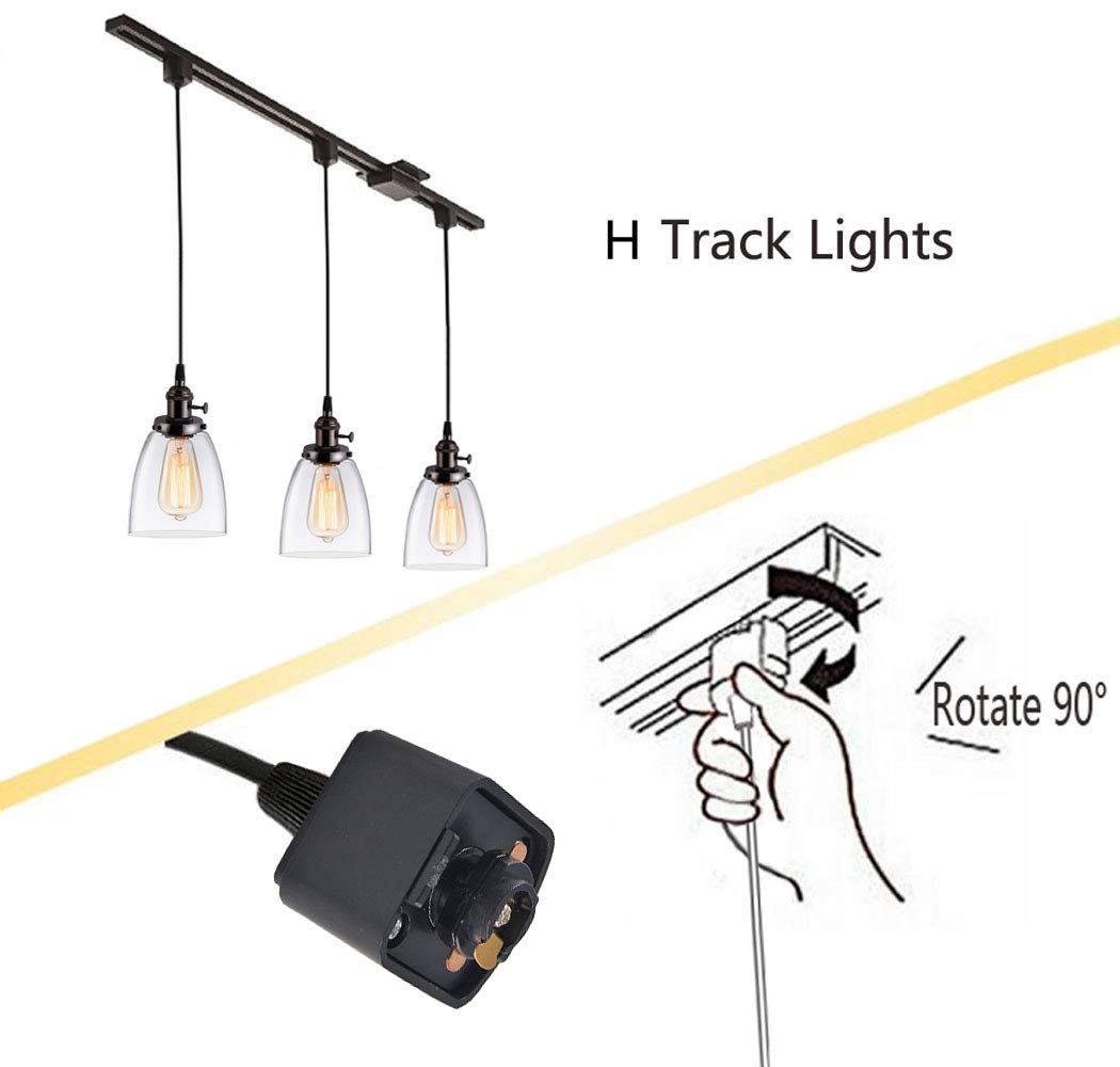 Kiven 3-Lights Black H-Type Dimmable Track Lighting Pendant Fixture - Modern Hanging Lights for Kitchen, Dining Room & Living Room (Bulbs Not Included)