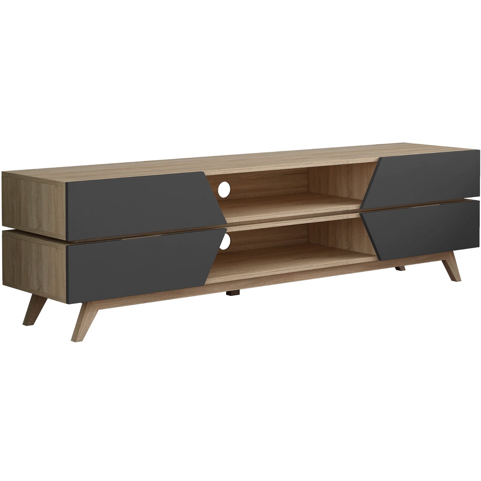 NORDIC 1800 Entertainment Unit - Modern Grey TV Stand with Storage by Criterion - Perfect for Living Room, Home Theater & Media Center Organization