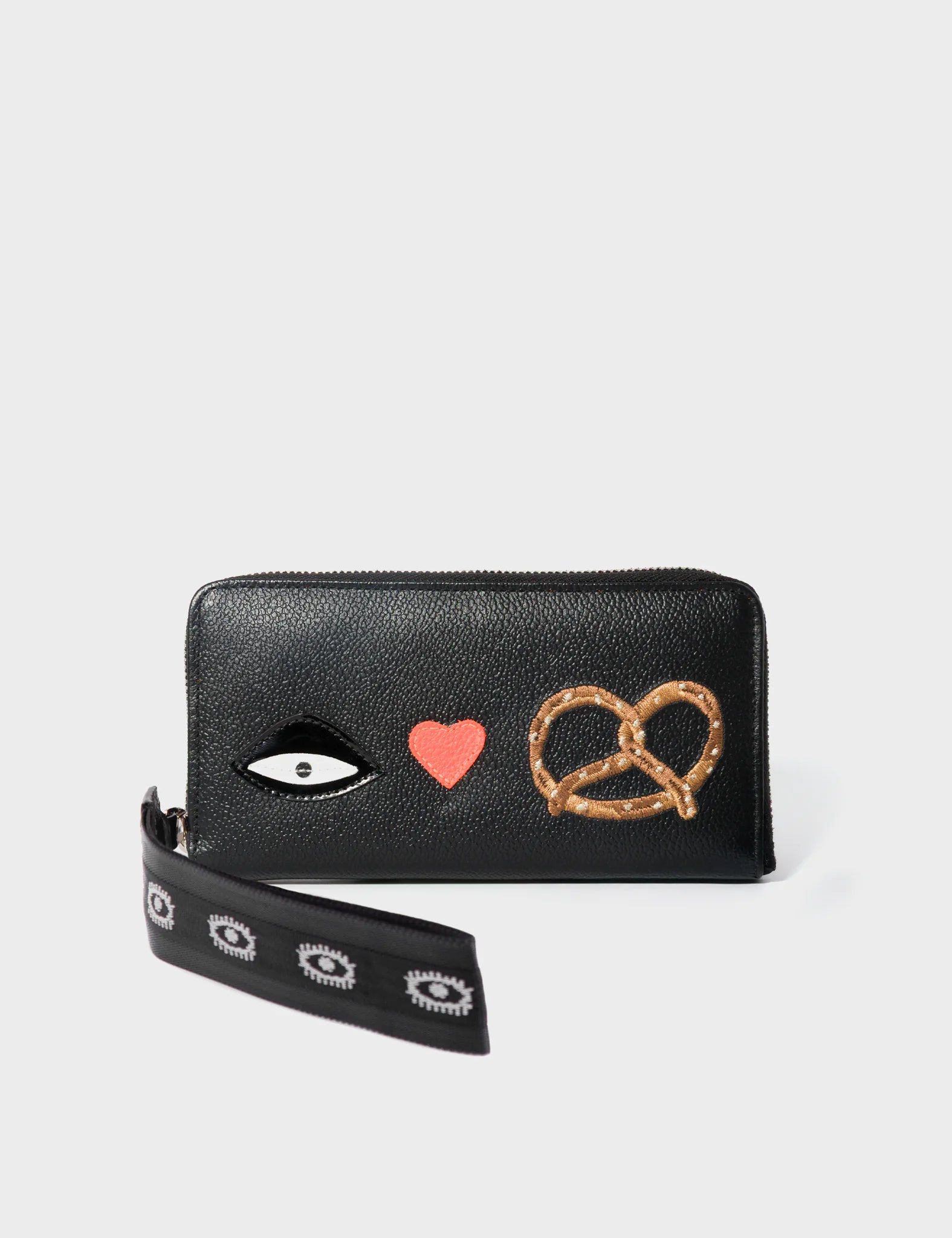 Premium Francis Black Leather Wallet with Eye Love New York Embroidery - Stylish & Durable Men's Bifold Wallet for Everyday Use, Travel & Gifts