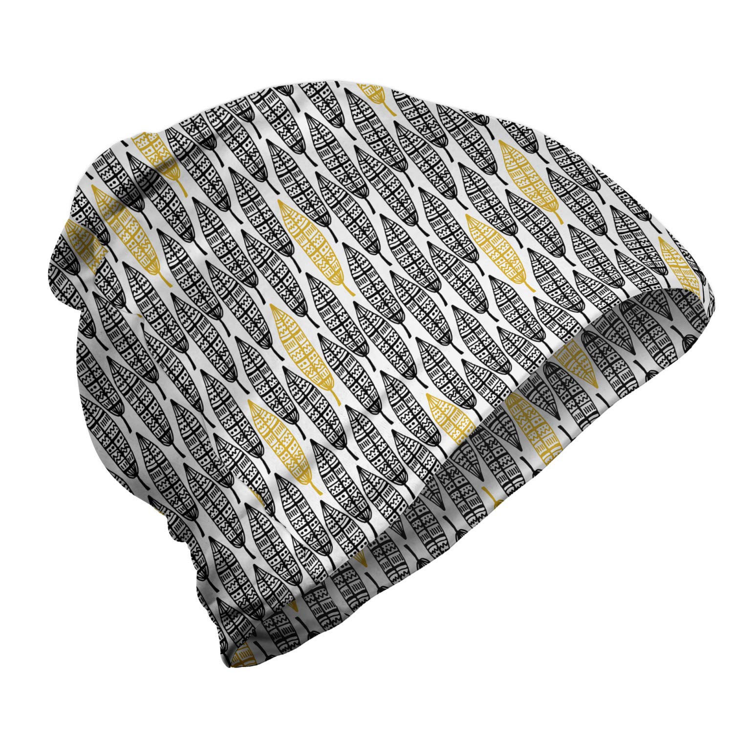 Ambesonne Unisex Beanie - Stylish Tribal Pattern Winter Hat for Men & Women | Perfect for Hiking, Camping & Outdoor Activities