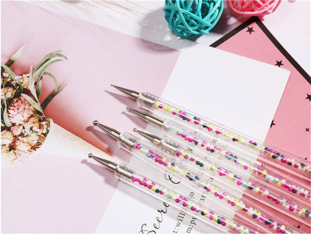 5Pcs Professional Double Head Nail Dotting Pen Set - Nail Art Tools for Natural, False & Acrylic Nails - Perfect for DIY Manicure, Nail Design & Salon Use