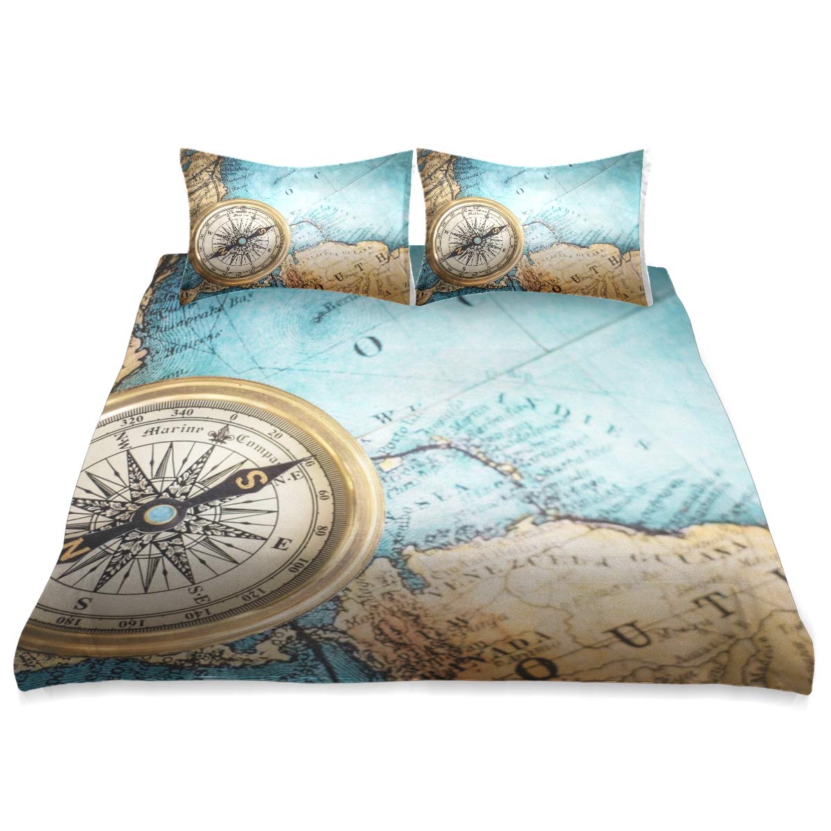 Premium Queen Size World Map Comforter Set - 90x90 Inch All Season Soft & Comfortable Bedding - Perfect for Travel Lovers & Adventure Themed Bedrooms