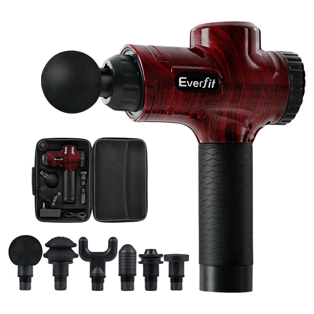 Everfit Deep Tissue Massage Gun - 6 Interchangeable Heads, LCD Display, Percussion Therapy for Muscle Pain Relief - Perfect for Athletes, Gym Recovery & Home Relaxation