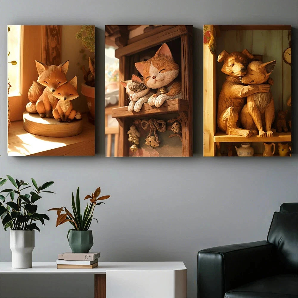 3-Piece Abstract Wall Art Set - Modern Metal Prints for Living Room, Bedroom & Office Decor - Ready to Hang Comfortable Scenes - Perfect for Home & Office Interior Design