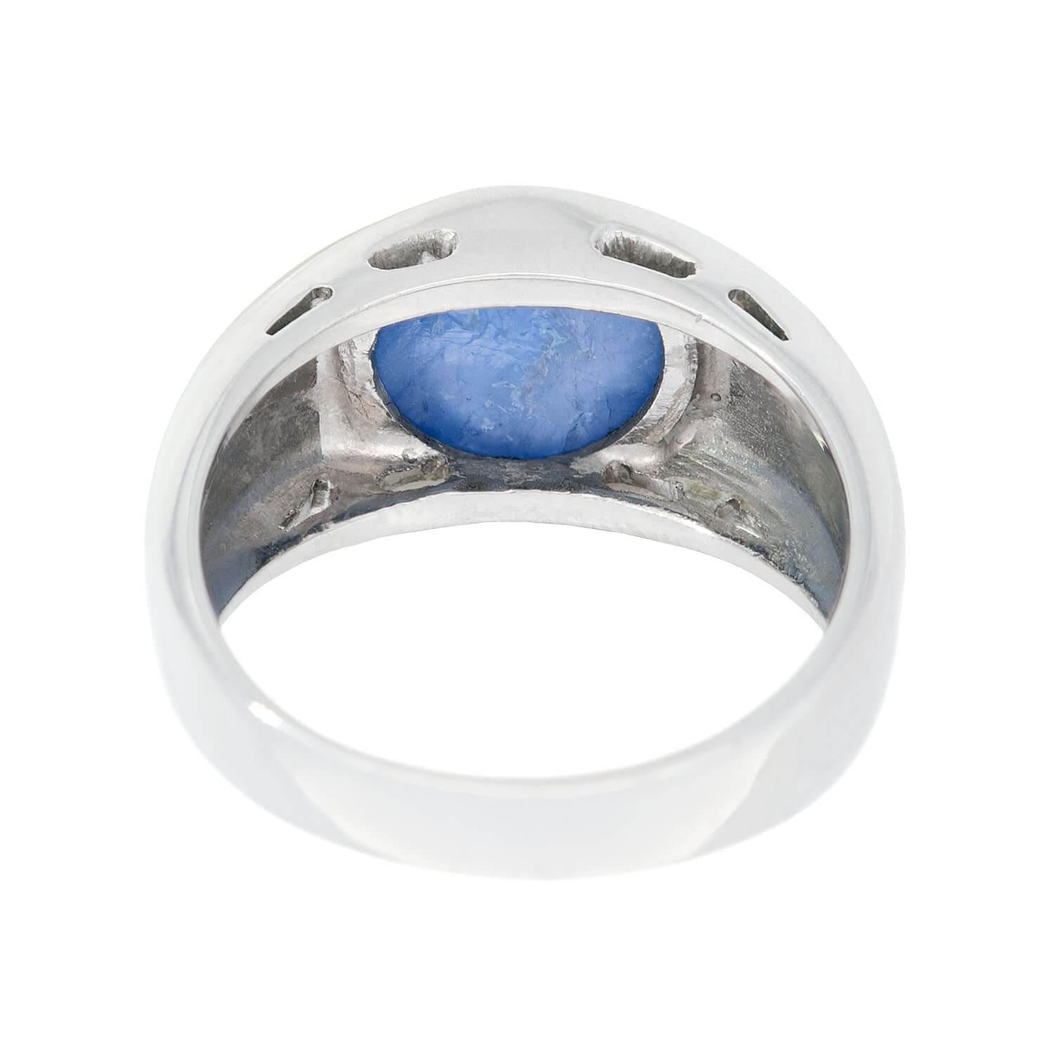 Edwardian Platinum Star Sapphire Flush Mount Ring – Vintage Elegance for Weddings, Engagements & Special Occasions